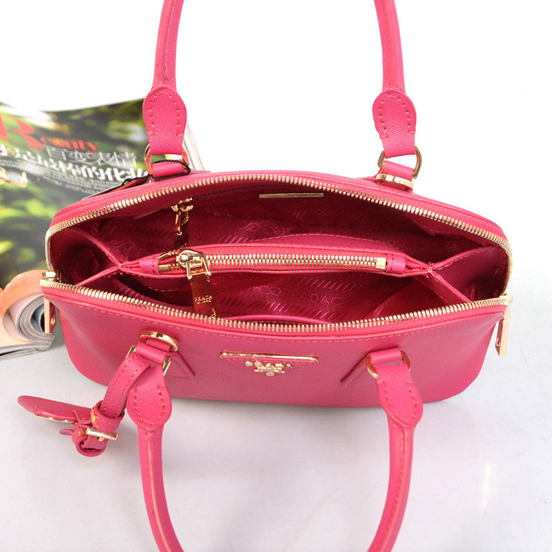 2014 Prada Saffiano Leather mini Two Handle Bag BN0826 rosered for sale
